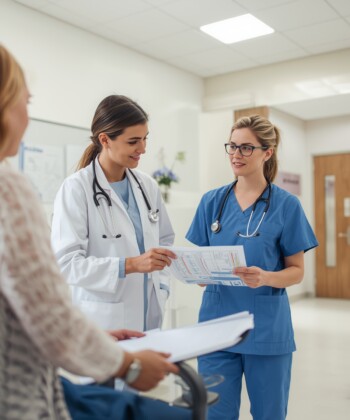 Questions to ask nurse practitioner: patient consulting with NP to choose the right healthcare provider