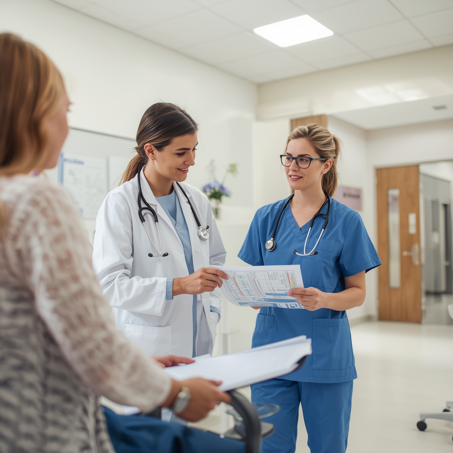 Questions to ask nurse practitioner: patient consulting with NP to choose the right healthcare provider